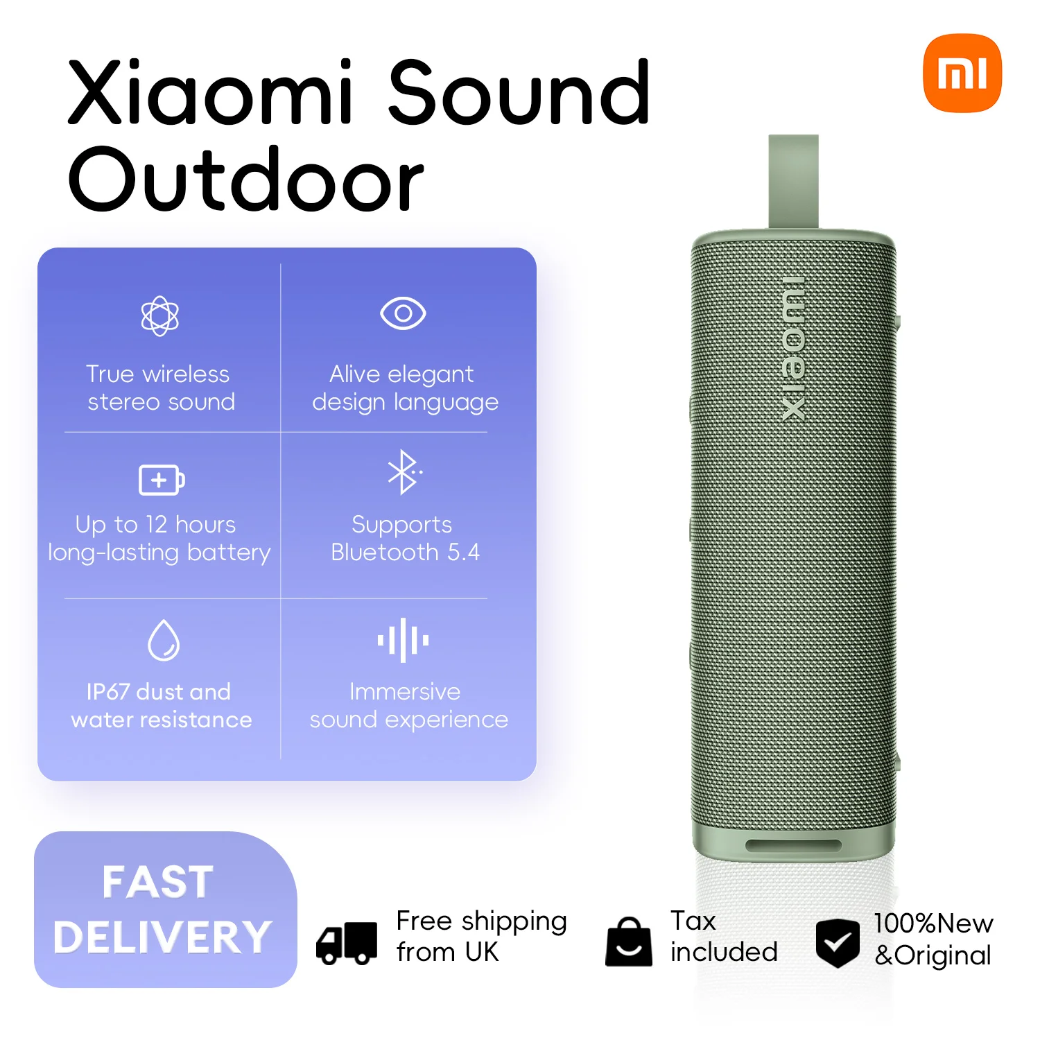 Xiaomi Sound Outdoor S29H, 30W Global Version Portable Speaker 12-Hour Ultra-Long Battery Life Bluetooth 5.4 TWS Stereo Combo