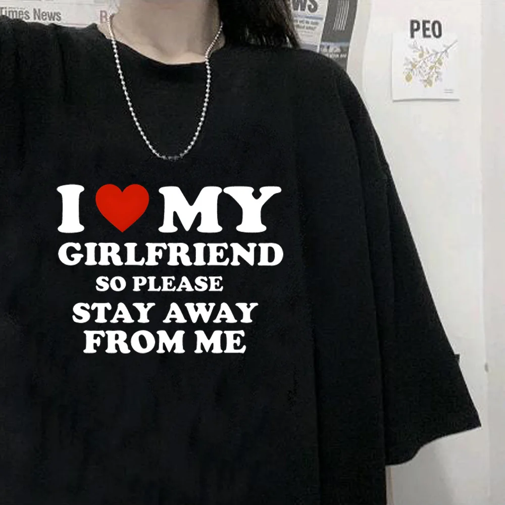 i Love My Boyfriend i Love My Girlfriend t-shirt female Classic Gothic hip hop top tees aesthetic streetwear Y2k 2000s kawaii