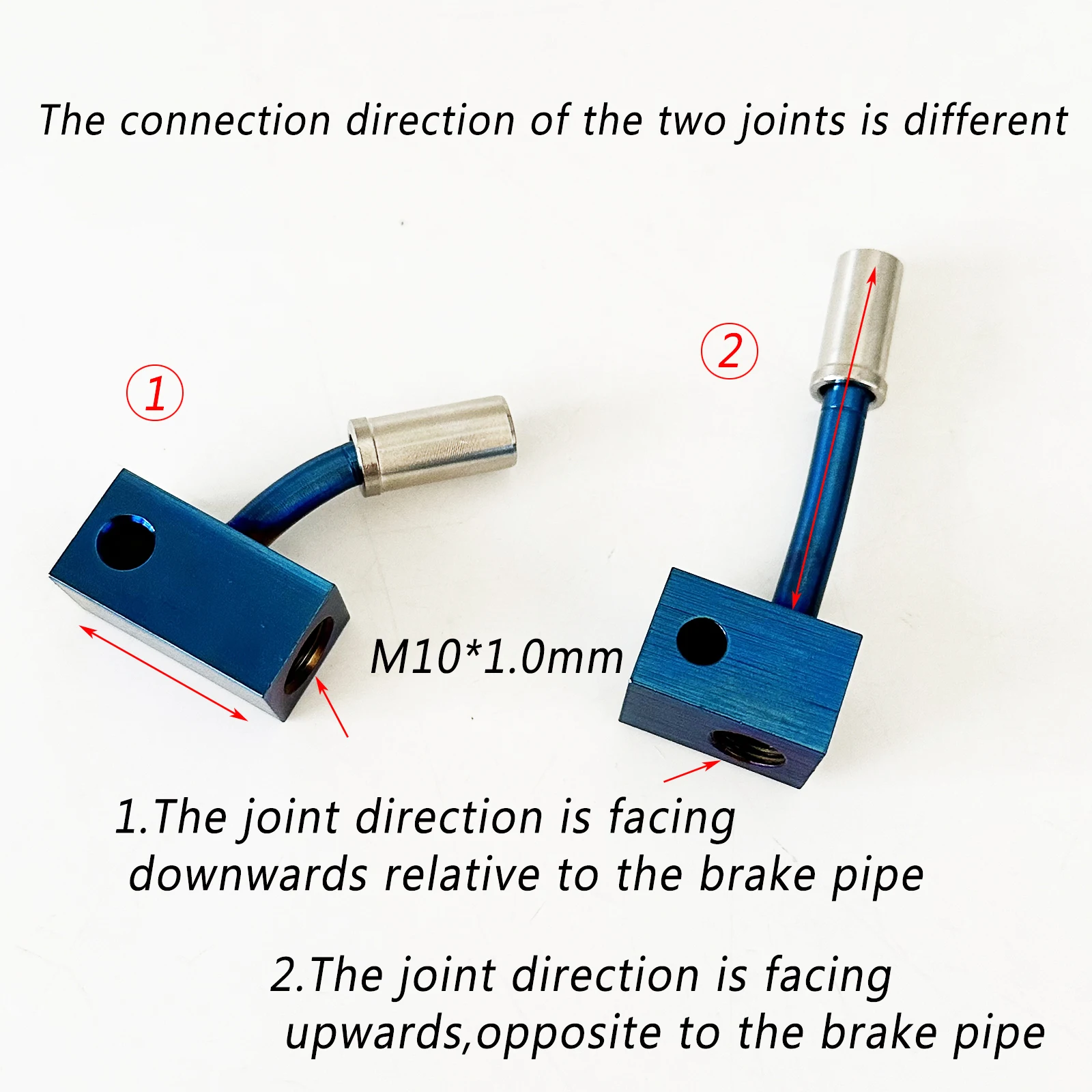Stainless steel hydraulic brake hose connector 3-hole split blue M10 * 1.0mm bidirectional adapter brake pipeline connector