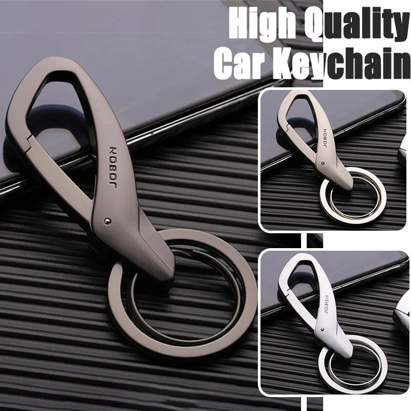 Simple Waist Hanging Car Key Chain Creative High Quality Double Ring Metal Key Pendant Business Men\'s Key Chain Pendant Gift