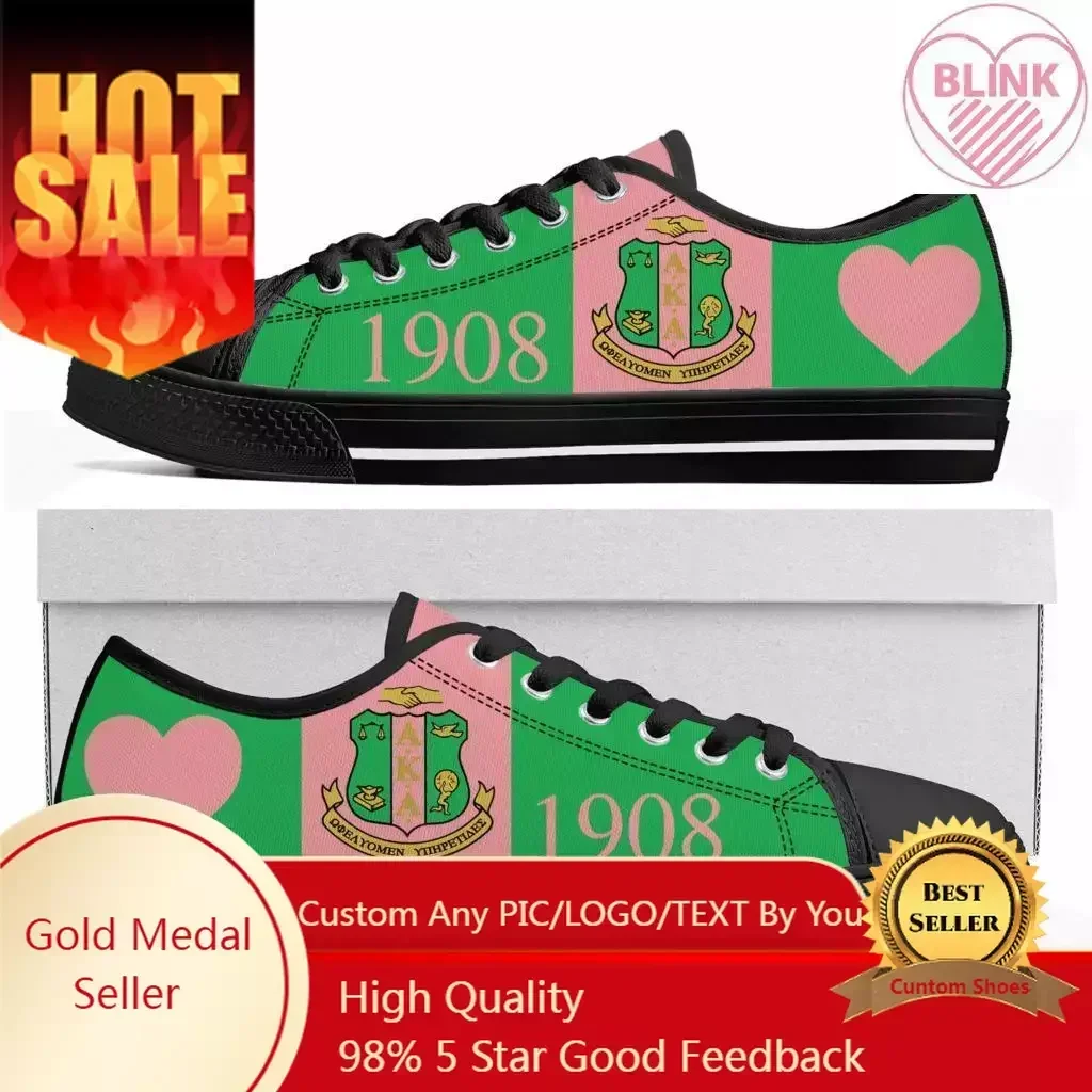 

A-Alpha Sorority A-AKA 1908 Low Top Sneakers K-Kappa A-Alpha Mens Womens Canvas High Quality Sneaker Shoes Customize DIY Shoe