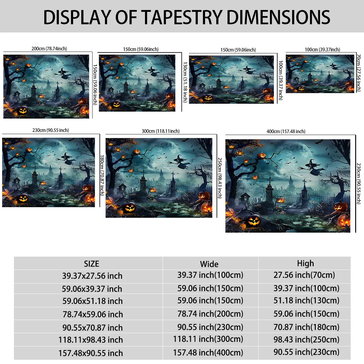 1pc Halloween graveyard witch pumpkin lantern tapestry wall decoration space decoration hanging ornament gift background clot
