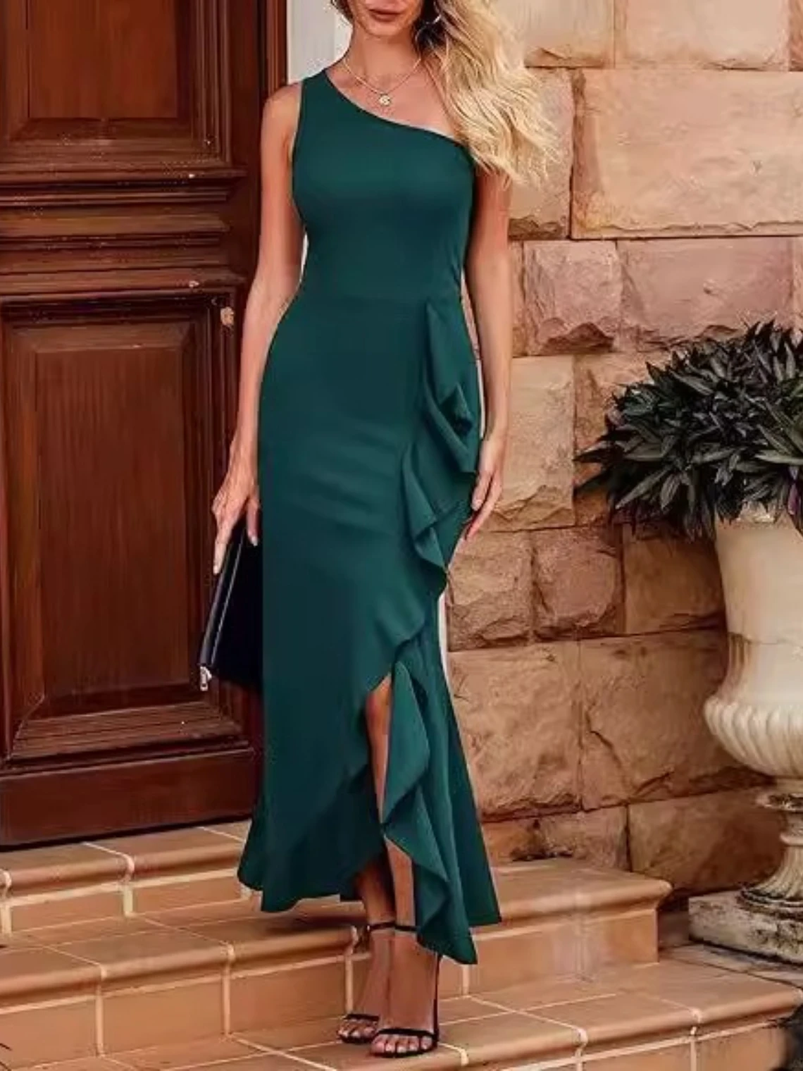 

Элегантное современное полуформальное вечернее платье русалки без рукавов на одно плечо длиной до щиколотки свадебное платье для гостей 2025 бесплатно по индивидуальному заказу