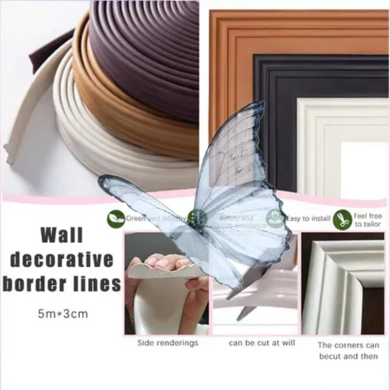 Baseboard Molding Trim - 5M Weiche Wandzierleisten Selbstklebende Anti-Kipp-Sockelleisten Dekorstreifen