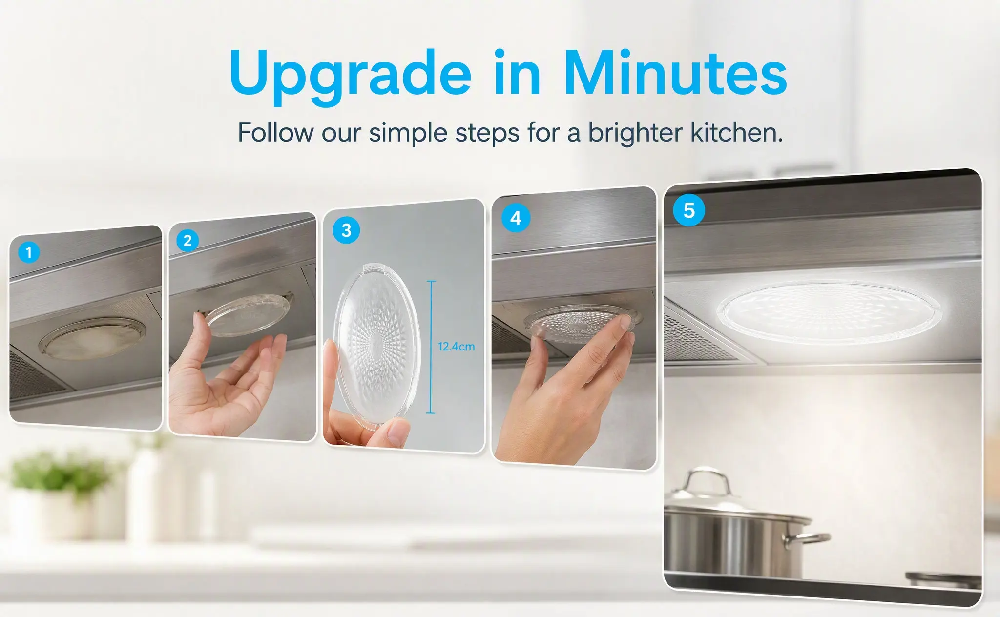 1Pair Clear Range Hood Lampshades Replacement Kitchen Range Hood Light Cover Transparent Lens Protector Accessory Indoor Vent