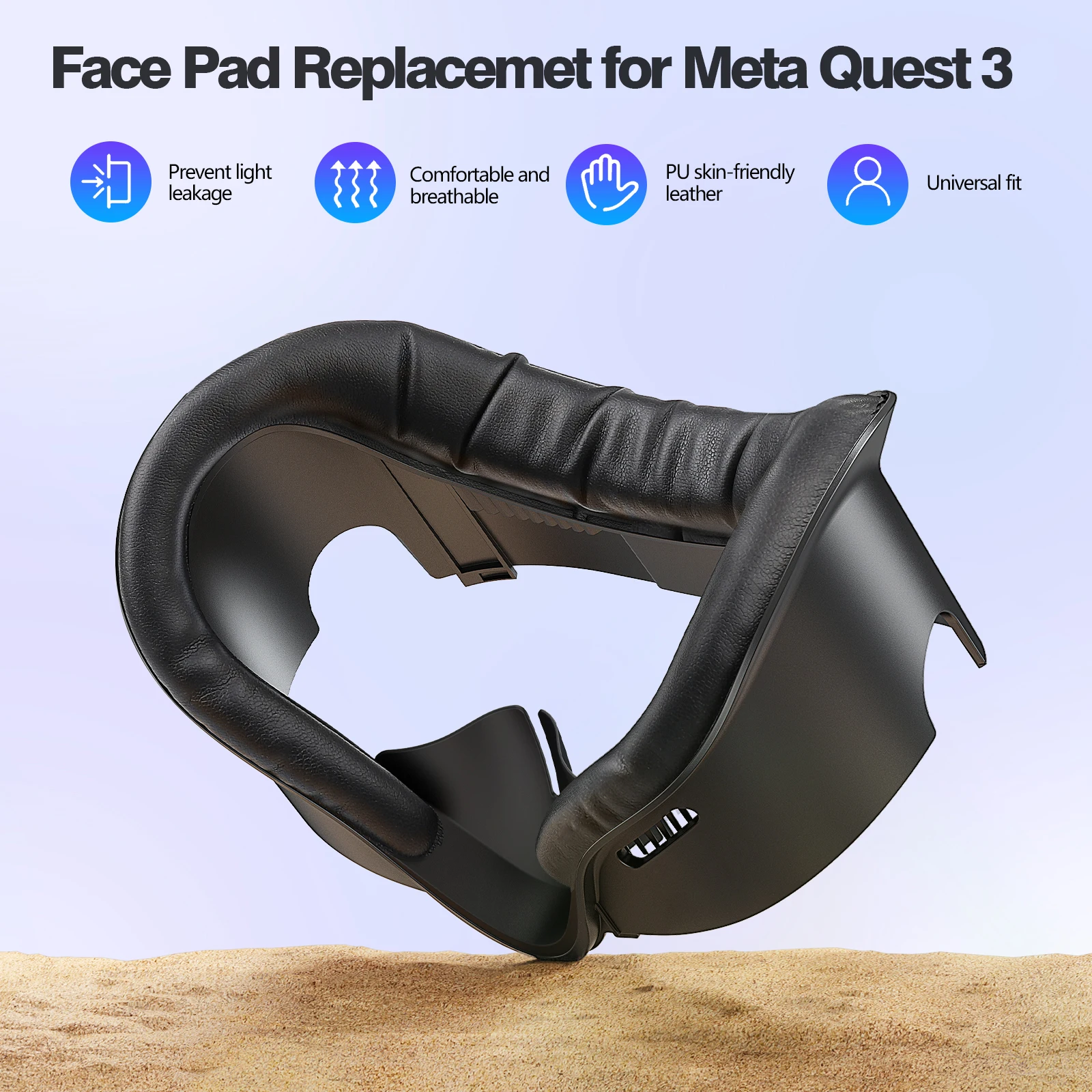 Atmungsaktive weiche Gesichtsmaske Ersatz für Oculus Quest 2/3/3S Gesichtsschnittstellenhalterung PU-Leder 3-in-1 für Meta Quest 2/3/3S – Detail 2