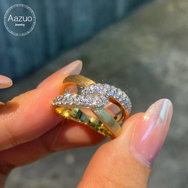 

Aazuo Fine Jewelry 18K Yellow Gold Real Diamonds 0.60ct Overlapping Ring Gifted For Woman Deluxe Banquet Fashion Jewelry Au750