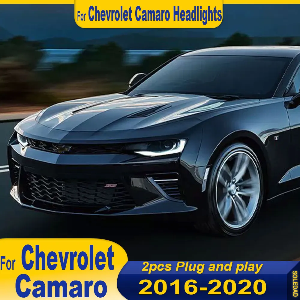 Farol de led completo para chevrolet camaro 2016-2020 faróis camaro drl sinal de volta feixe alto anjo olho projetor lente montagem