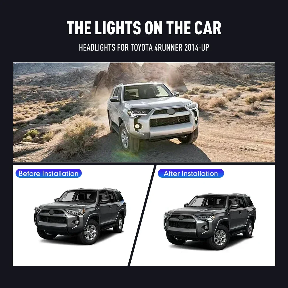 

2 шт. автомобильные фары для Toyota 4 Runner 2014-up светодиодные фары DRL дневные ходовые огни сигнальные лампы автоаксессуары