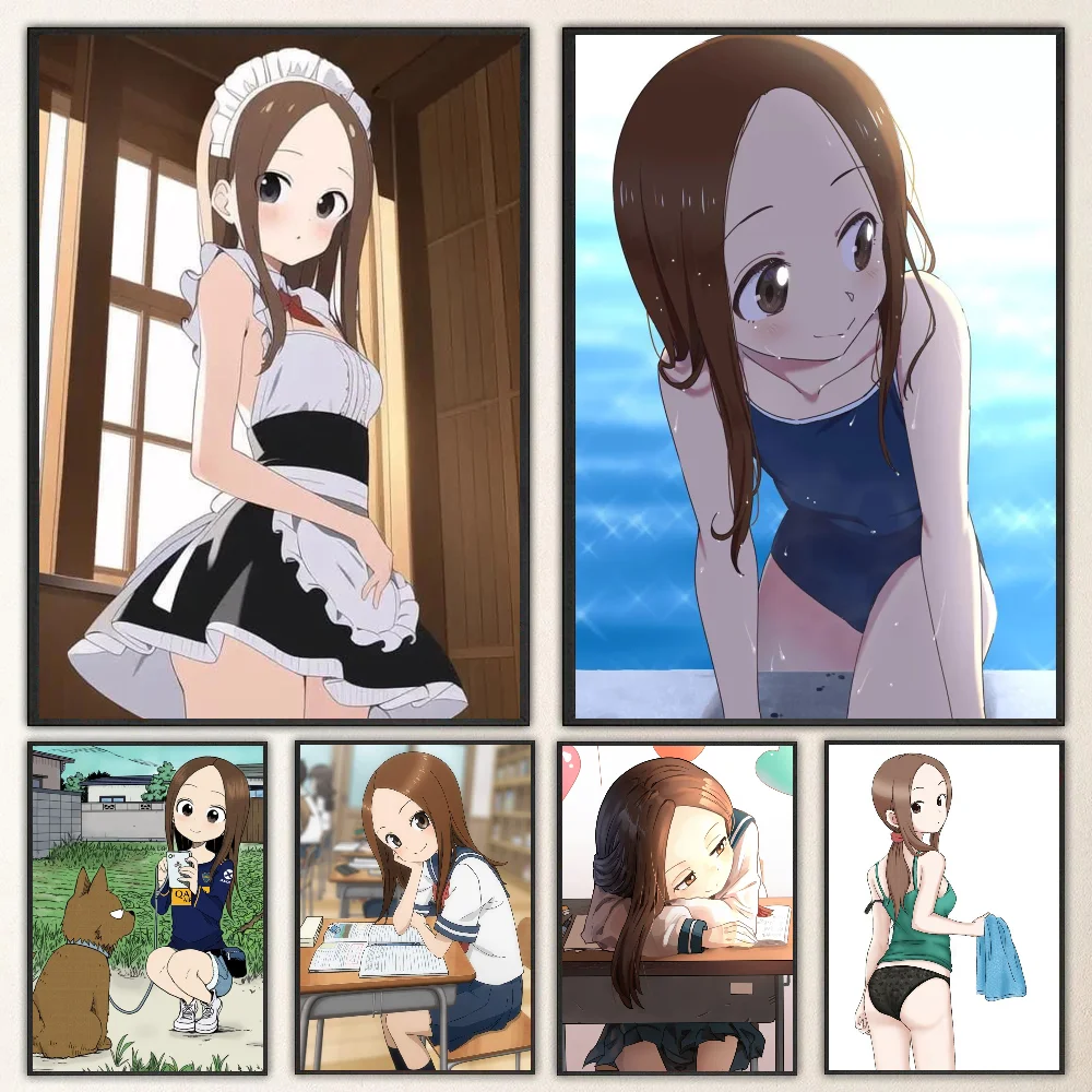 1pc Anime T-Teasing Master Takagi San Poster Self-adhesive Art Waterproof Paper Sticker Coffee House Bar Room Wall Decor