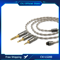 CVJ LS200 Double Twisted Silver-Plated Upgraded Earphones  Cable With Mic Connectors 2.5 3.5 4.4 Type C For TRN KZ Konoka