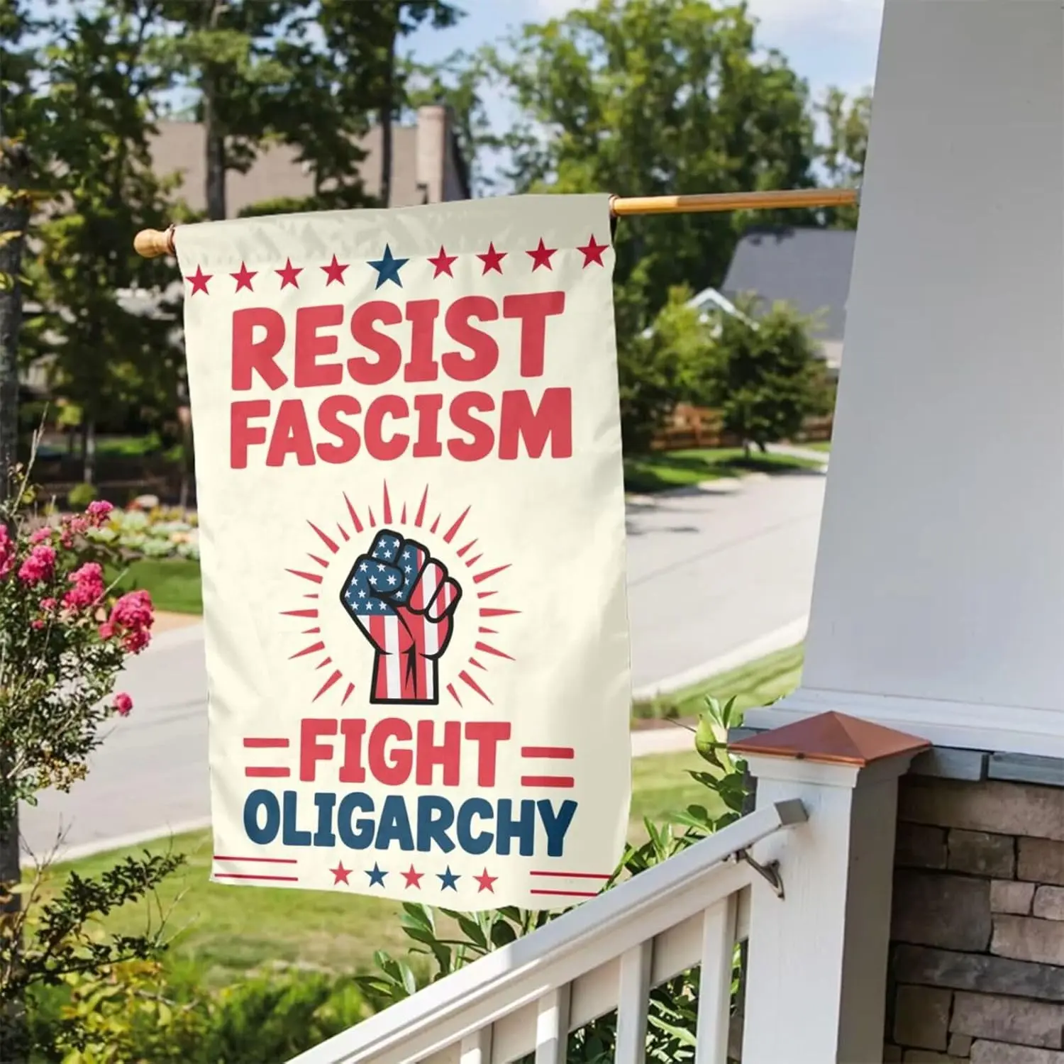 مقاومة اللفافة القتال القليل 12 × 18 بوصة حديقة العلم مزدوجة الوجهين العمودي، أنيق ترحيب ساحة المنزل الديكور في الهواء الطلق VVL #3