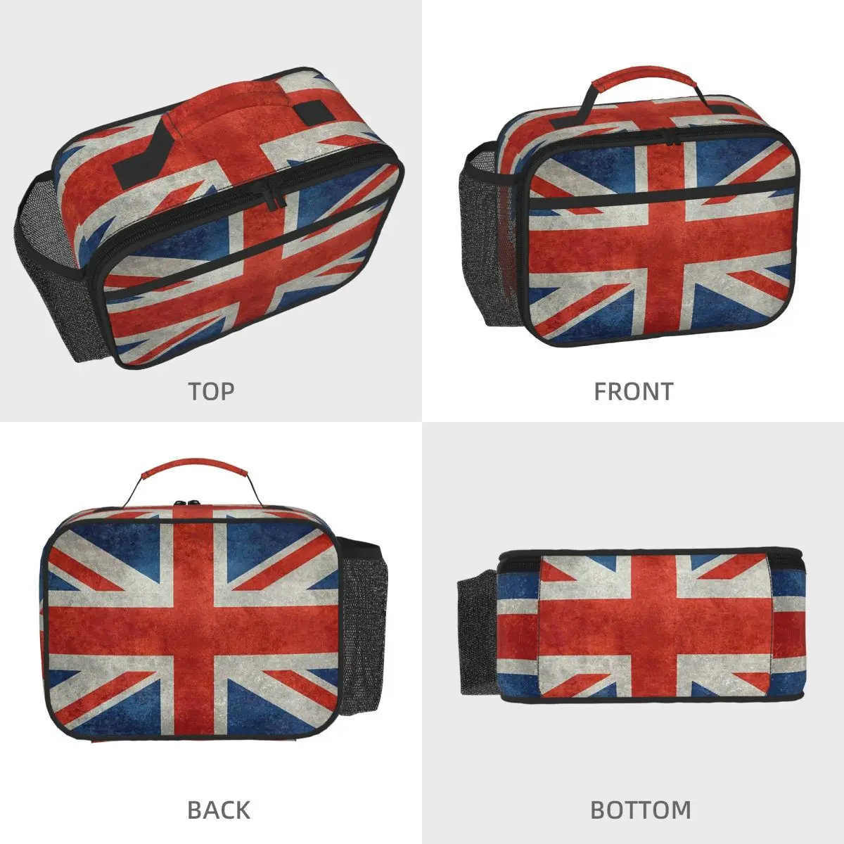 British Union Jack Flag Grungy Vintage Version Insulated Lunch Bag for Women Children Food Boxes Thermal Lunch Box Tote