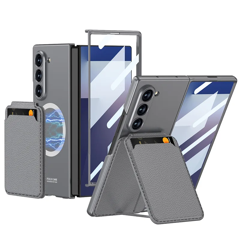 

case for Z Fold7 mobile phone leather case Samsung business style split card holder magnetic bracket protective cover