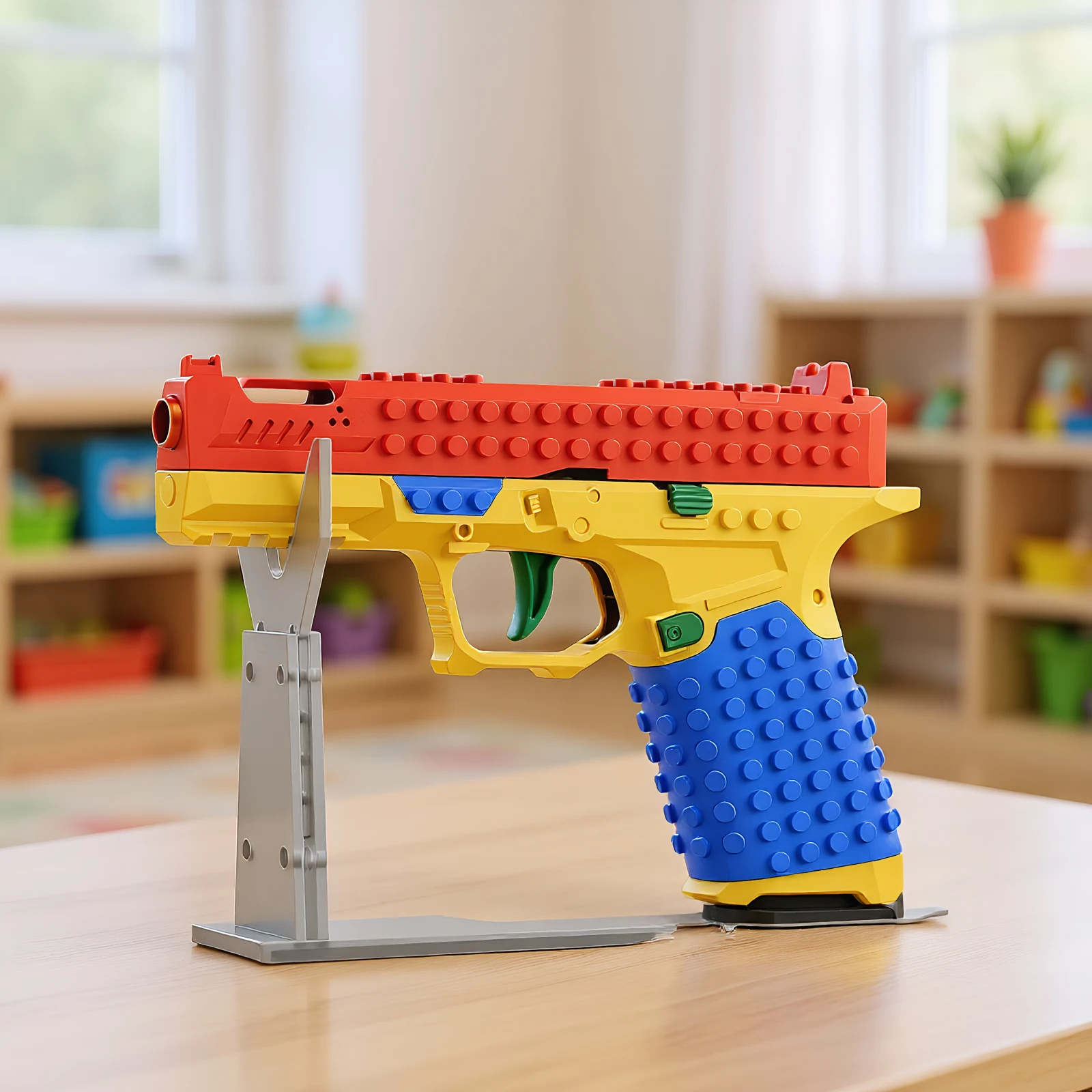 Pistolet na klocki konstrukcyjne SIG17, automatyczny, z wyrzutem nabojów, z efektem blowback, na miękkie kulki, ciągłe strzelanie, do gier wojennych na zewnątrz dla chłopców.