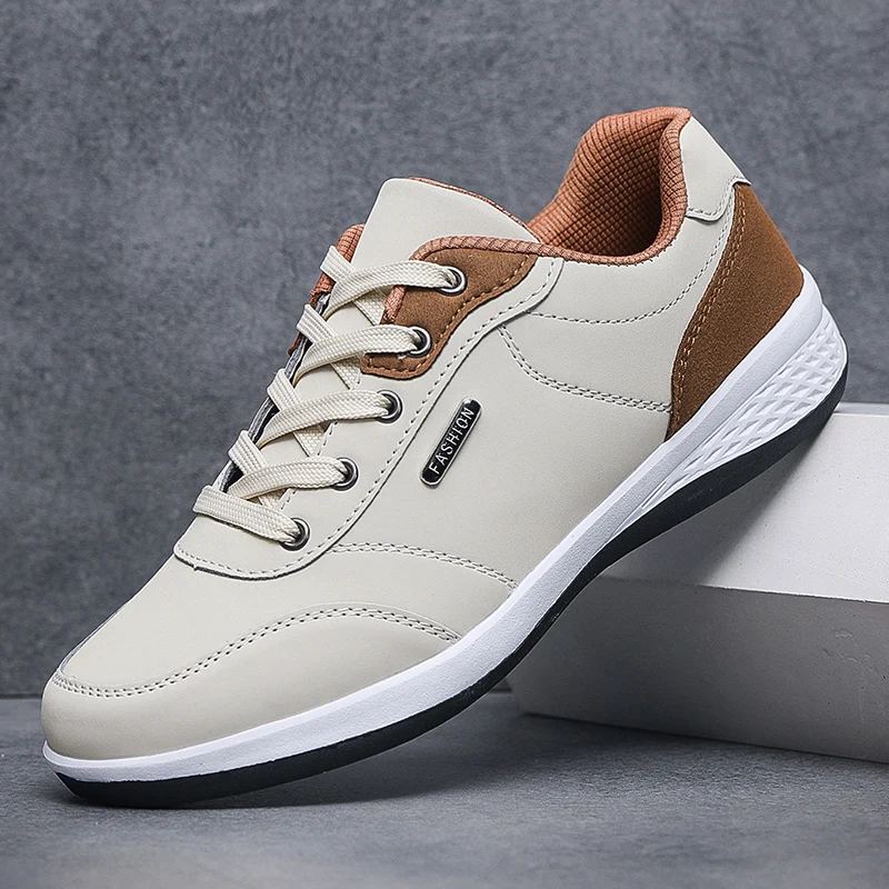 Zapatos de cuero Pu para hombre, zapatillas de deporte informales de tendencia, zapatos de Skateboarding, zapatillas antideslizantes, zapatos vulcanizados para hombre, zapatillas de deporte para hombre