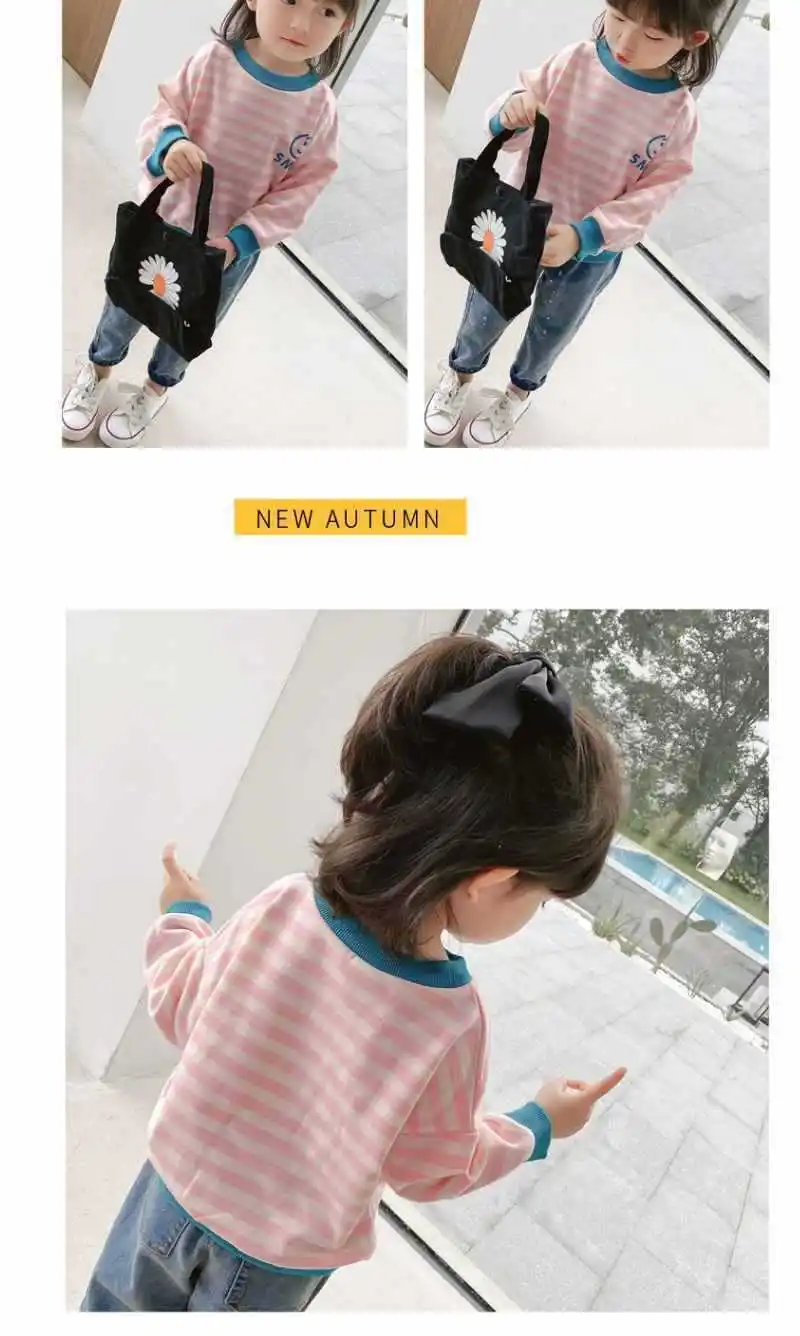 2026 Mädchen Langarm Gestreiftes Oberteil Frühling Herbst Locker Sitzendes T-Shirt Sweatshirt Hybrid Atmungsaktiv Bequem Dünner Stoff Kleinkinder – Detail 11