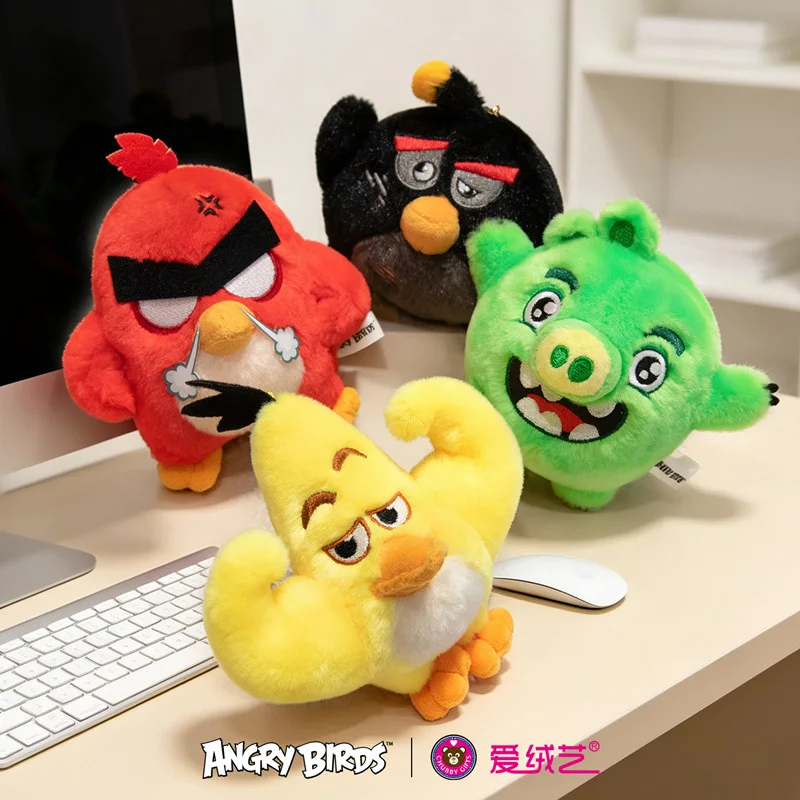 Angry Birds Plush Pendant Cartoon Character Stuffed Toy Soft Yellow Black Red Green Bird for Kids Hobbies Exquisite Gift