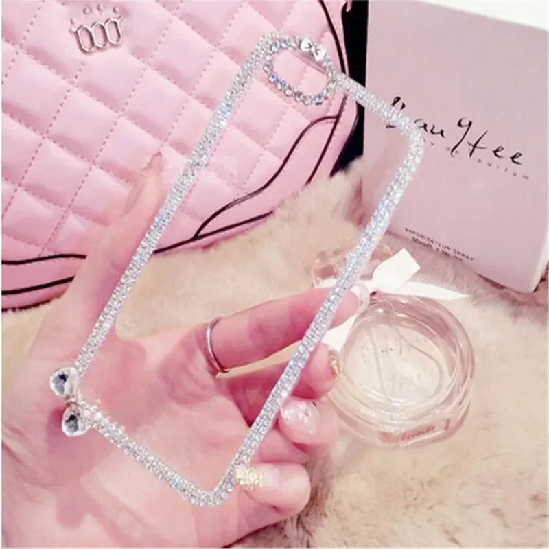 Fashion Bling Diamond Rhinestone Soft TPU Clear Phone Case For iphone 15 14 16 12 13 mini 16Pro Max XR XS MAX 16Plus Back Cover