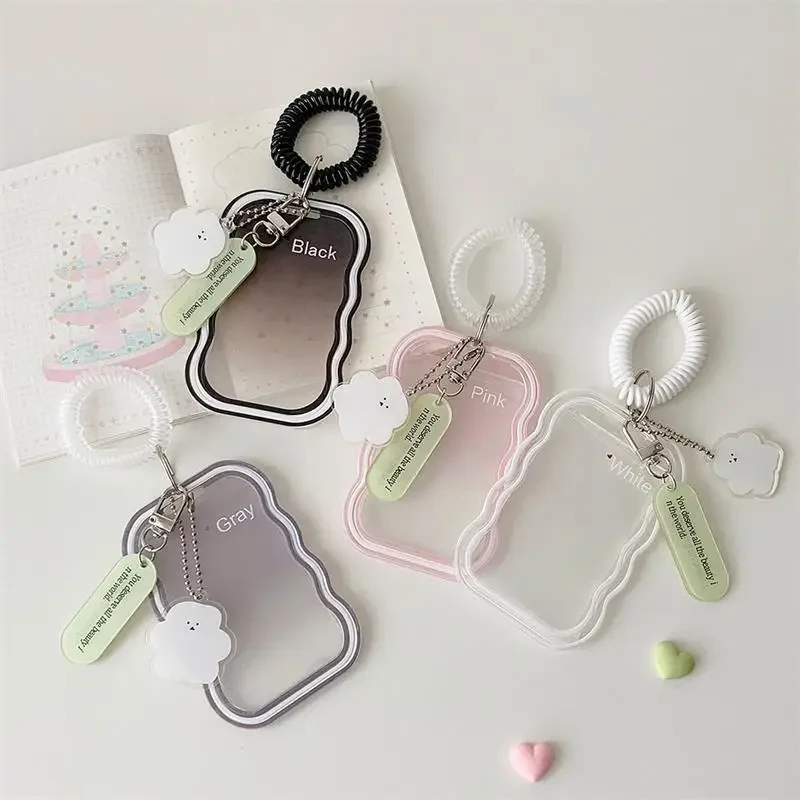 

Soft Silicone Card Holder With Elastic Rope Pendant Photocard Holder Idol Photo Display Storage Protect Cover Keychain Bag Charm