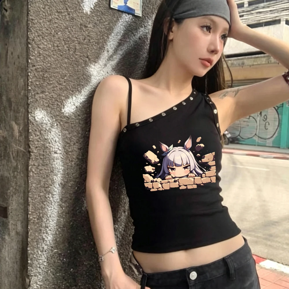 Umamusume Pretty Derby crop top ladies graphic funny harajuku shirt 2000s meme cutecore manga japanese