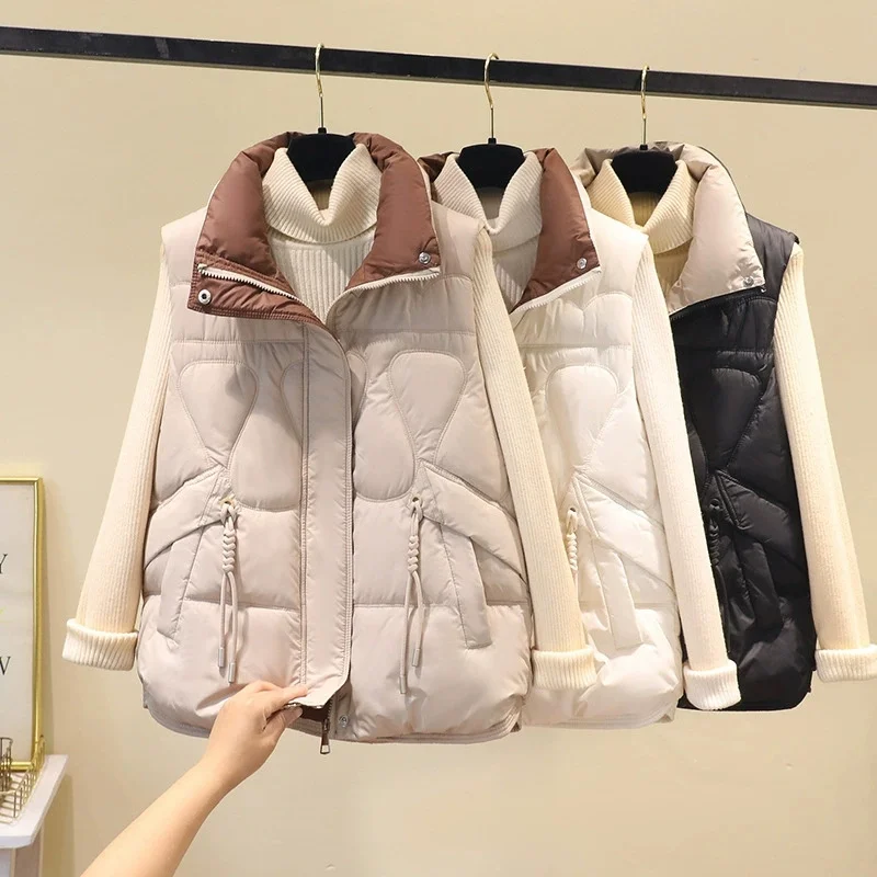 Women Down Cotton Vest 2026 Autumn Winter Fashion New Sleeveless All-Match Warm Lady Waistcoat Comfortable Ladies Short Jacket