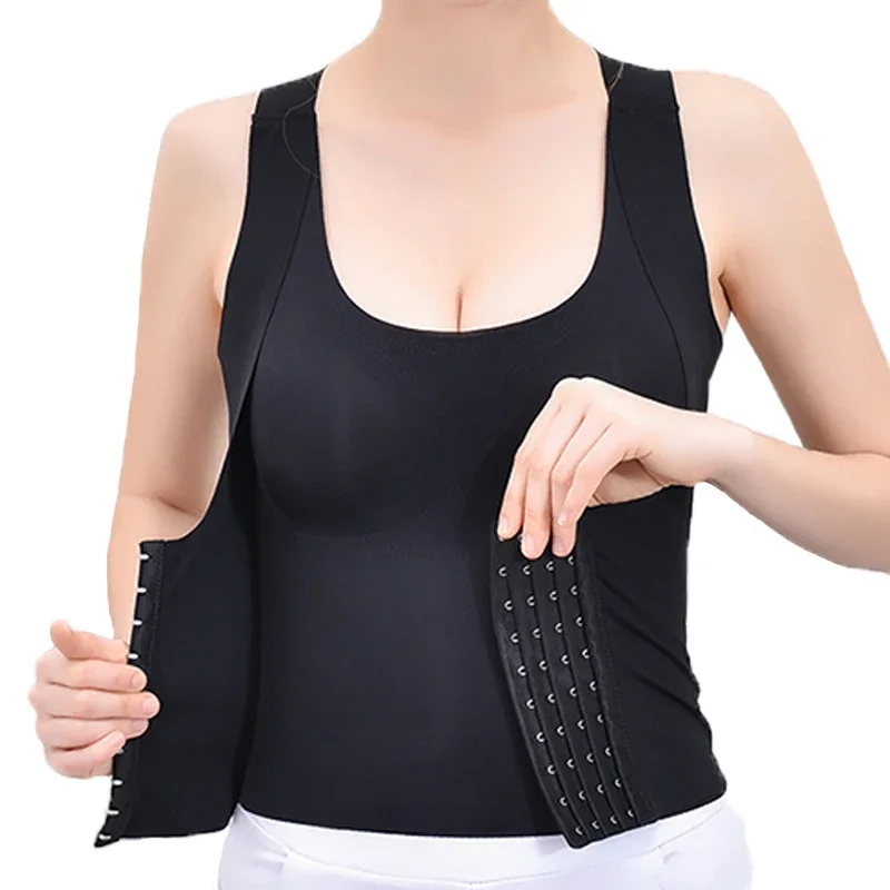 Waist Trainer Corset Shapewear Body Shaper Control Underwear Women Tank Top with Pads Posture Correct Girdle Vest