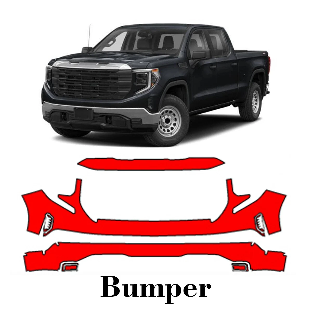 For GMC Sierra 1500 2022 2023 2024 2025 TPU Pre-cut PPF Kit Scratch-resistant Transparent Front Bumper Protective Film