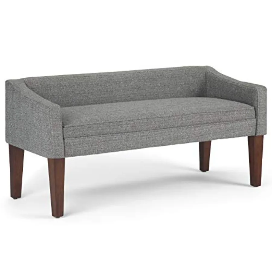 

Parris Upholstered Bench - 50 inch Wide Upholstered Hallway Seat in Pebble Grey, Contemporary Bench for Entryway or Living Room