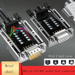 Metal Shell DB9 Breakout Connector Welding Free Joint DB9 Pin Serial Port Head Male Female 9Pin RS232 Serial COM Port 485 Plug