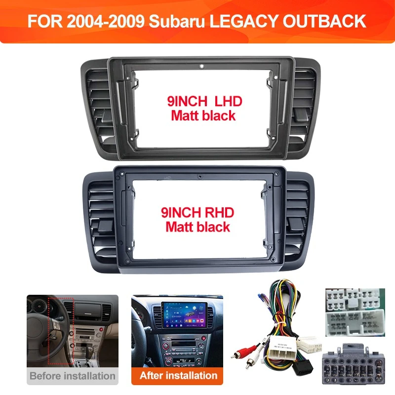 

9-дюймовый автомобильный радиоприемник, GPS Navi, лицевая панель, декоративная рамка, подходит для Subaru LEGACY OUTBACK 2004-2009 годов, кабель с лицевой панелью LHD/RHD