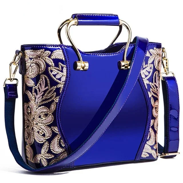 Women Shoulder Large Capacity Women's Handbags Crossbody Messenger Bags Floral Luxury Patent Leather Bag