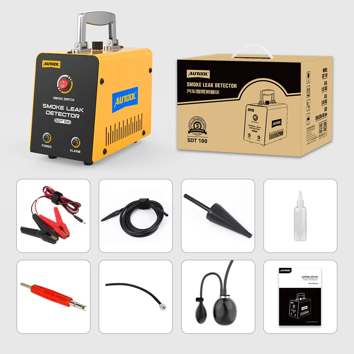 AUTOOL 12V Car Smoke Leak EVAP Smoke Leak Tester Machine Vacuum Fuel Pipe Oil Leakage Detector Auto Diagnostic Tools SDT100 gallery 6