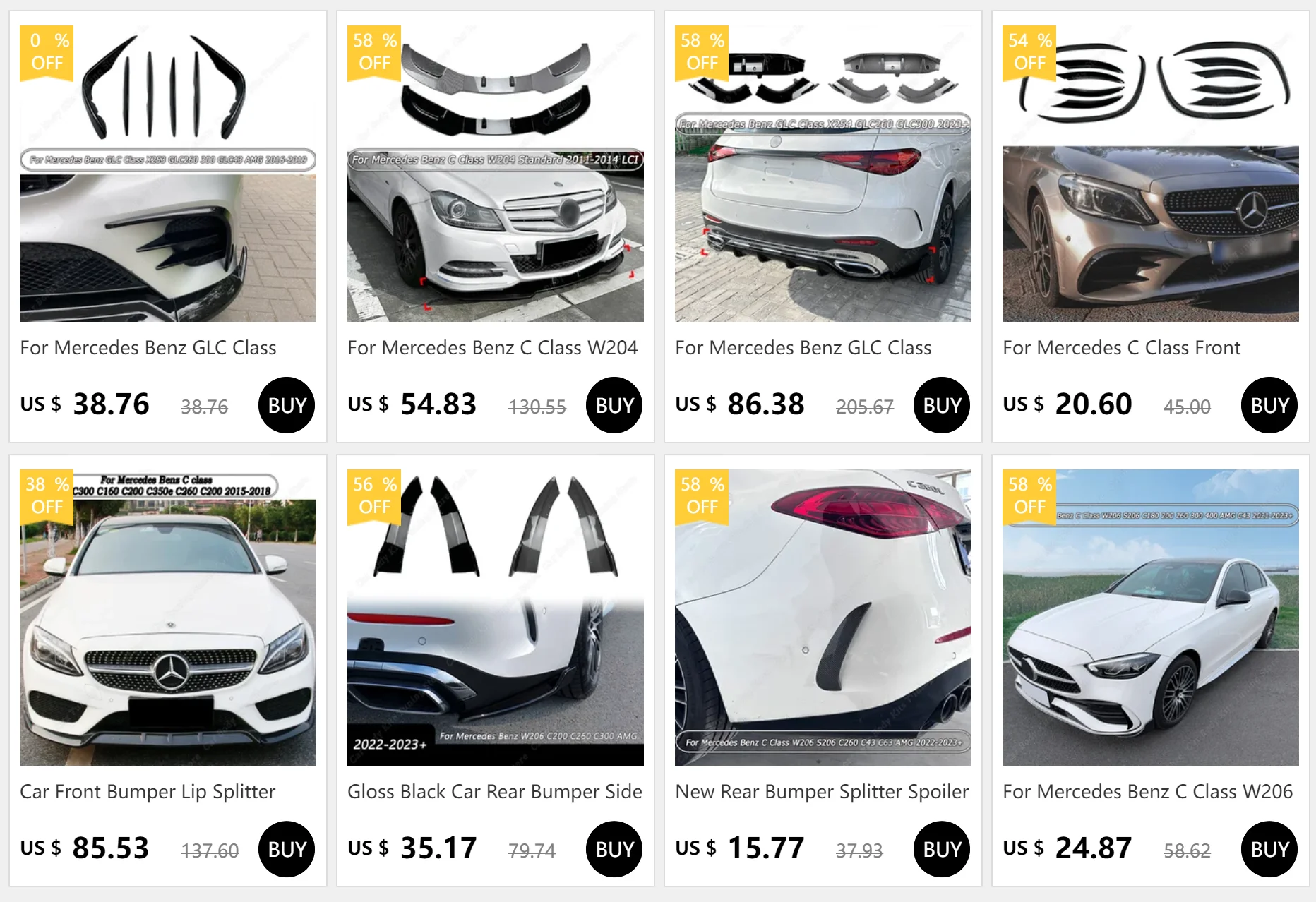 Für Mercedes C-Klasse Frontstoßstange Spoiler Splitter Lufteinlass Grille Trim Abdeckung W205 S205 A205 C205 C200 C220d C300 2018-2021 – Detail 1