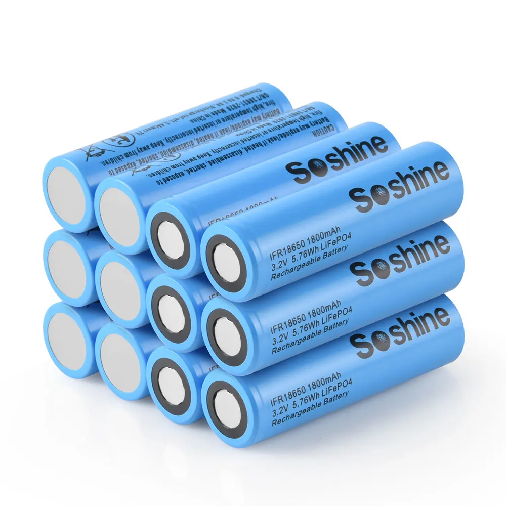 

3.2V 18650 LiFePO4 Battery 1800mAh Rechargeable Li-ion Battery 2000+ Cycles Long Life for Flashlights, Toys, Electronic Devices