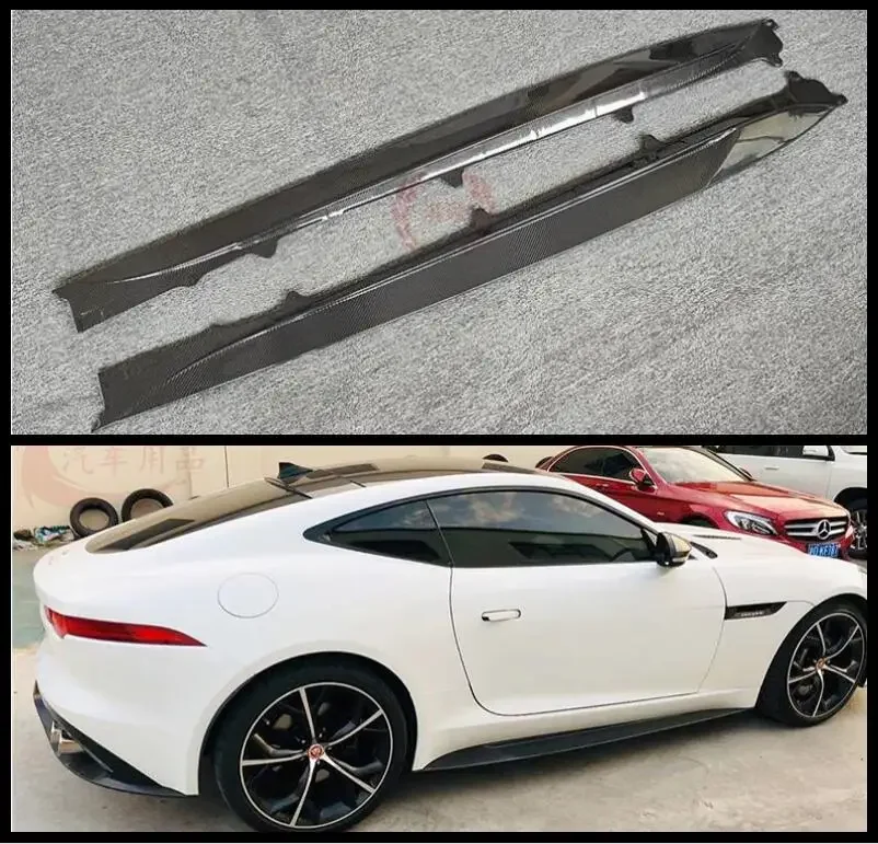 Real Carbon Fiber Side Extension Body Skirts Kit Lip Cover For  Jaguar F-TYPE FTYPE 2013 2014 2015 2016 2017 2018 2019 2020