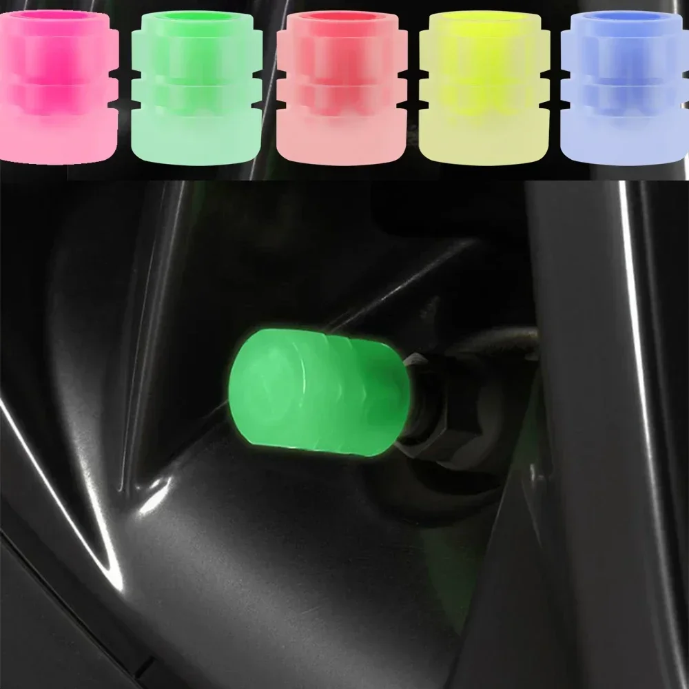 5 Color Luminous Tire Valve Cap Car Wheel Hub Glowing Dust-proof Decorative Tyre Rim Stem Covers Applicable Motorcycle Bike Auto