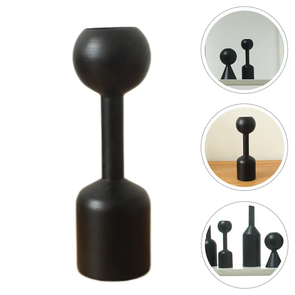 

1Pcs Decorative Wooden Candleholder Solid Wood Stand Black for Wedding Anniversary Bar Party Romance Home Decoration