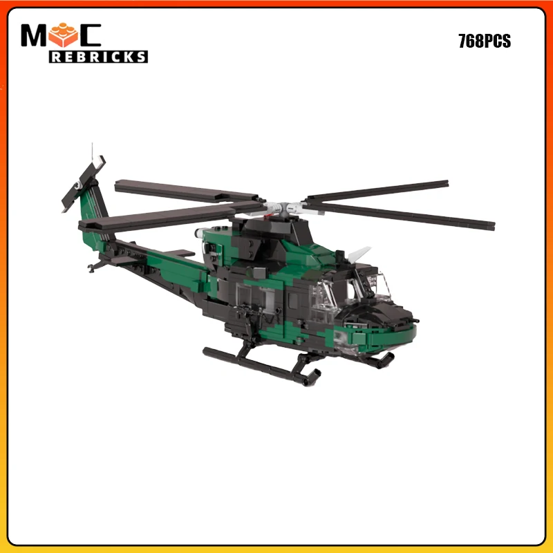 MOC Military CH-146 Multirole Helicopter Rescue Transport Aircraft Plane DIY Construction Building Blocks Bricks Toy Model Gift