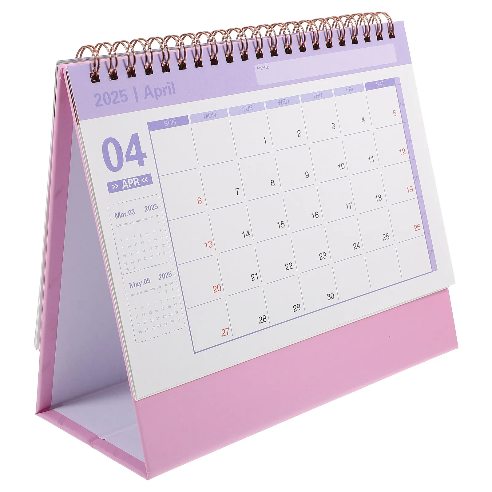 

Pink Desktop Calendar English .5x6.5 Inch Thick Paper Compact Design Daily Use Office Desk Standing Calendar 2024