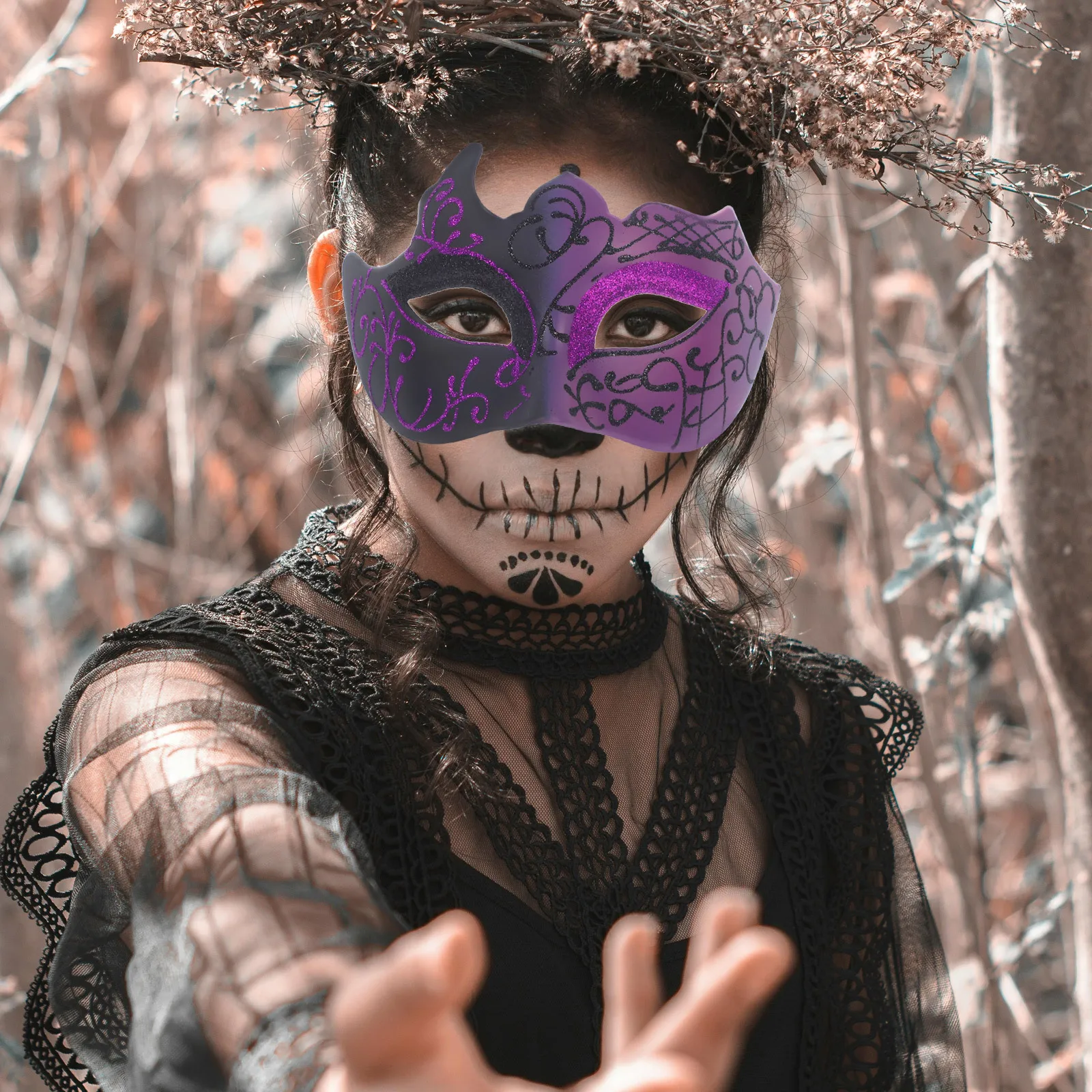 قناع واقعي لأقنعة الهالوين المزخرفة للفتيات نصف الفتيات للحفلات التنكرية #4