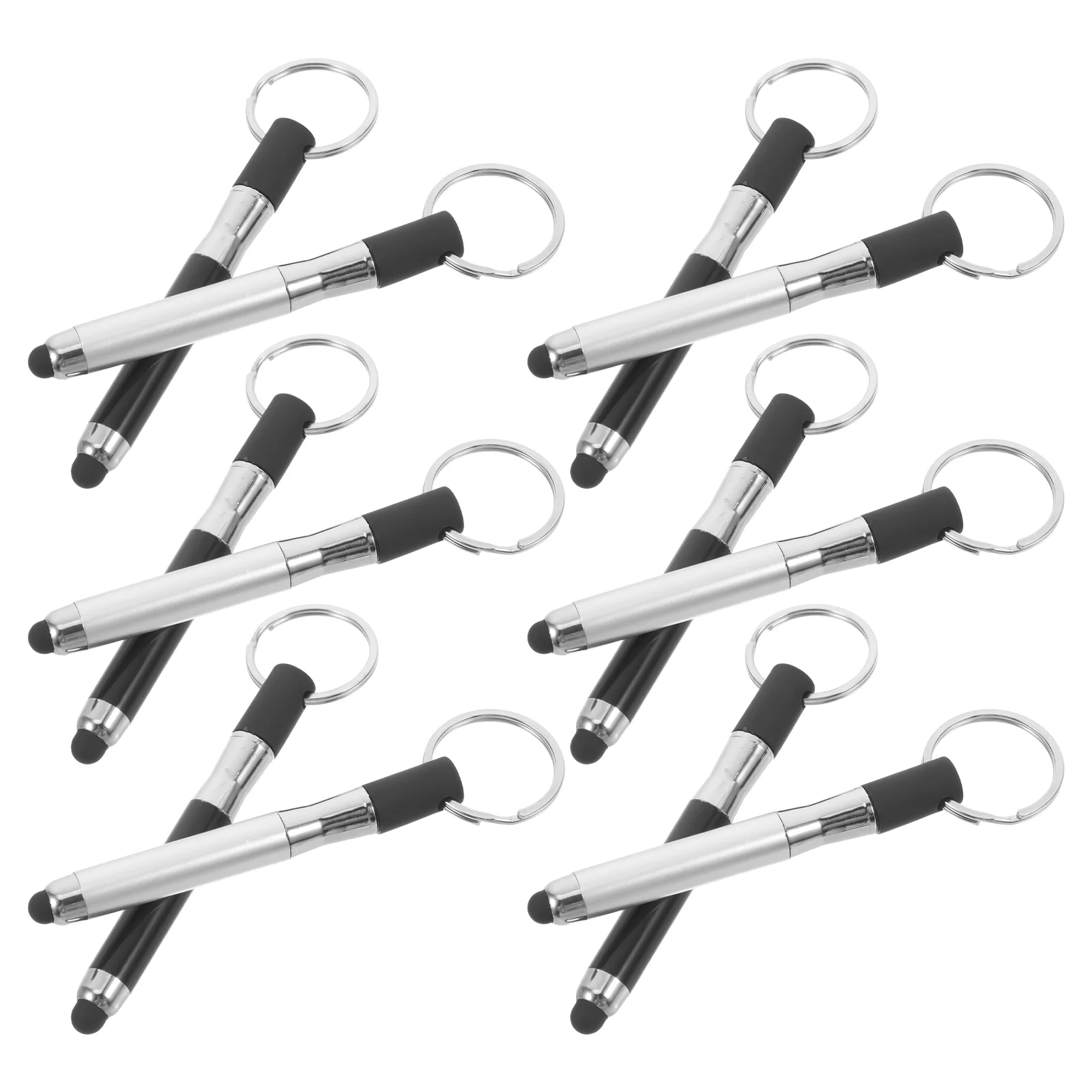 12 Pcs Touchscreen Ballpoint Pen Keychain Mini Pocket Pens Pinball Soccer Goals Stylus Ring Portable