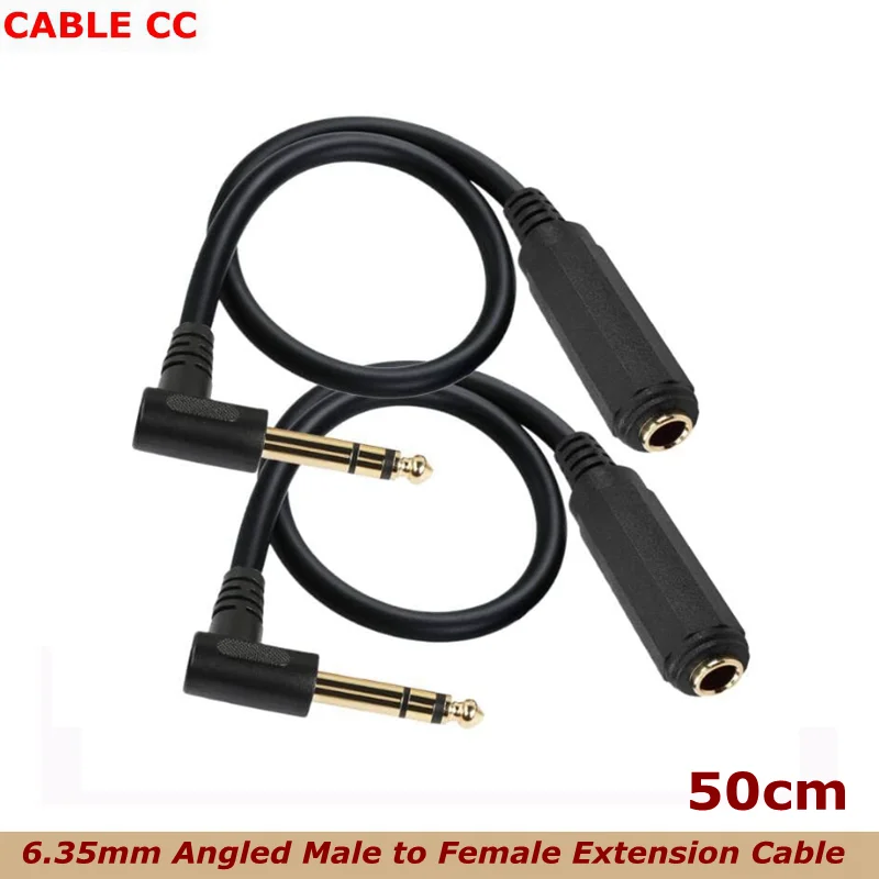 

6.35mm Angled Male to Female Extension Cable,50CM TRS 1/4 Inch Female to Right Angle Mono Male Audio Extension Cables