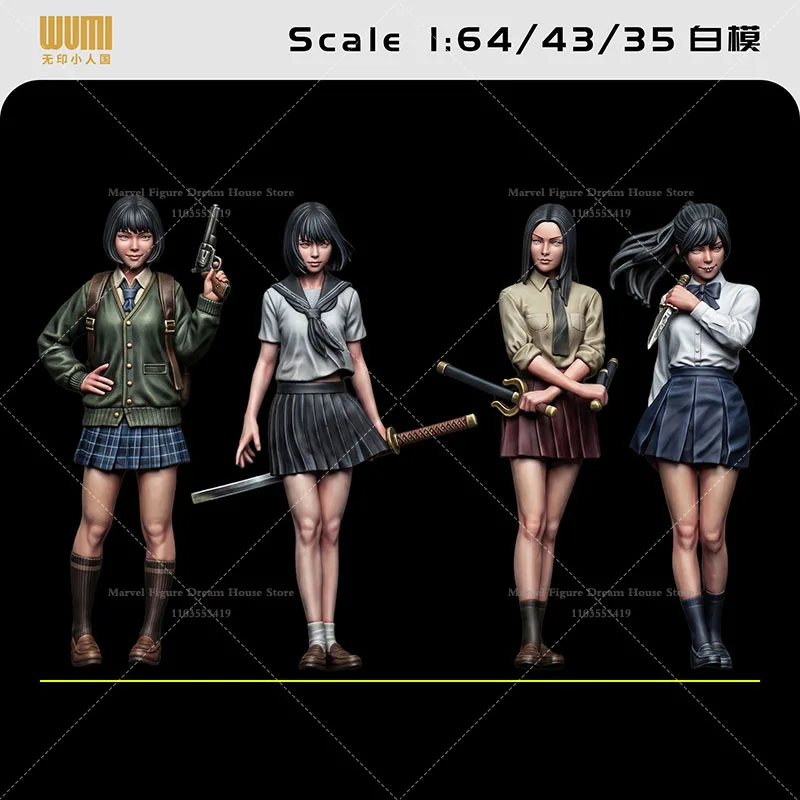 1/64 Scale Miniature Scene Dolls Un-panited White Figure Mini Model Delinquent Girl Violent  and Rebellious Brutal Warfare