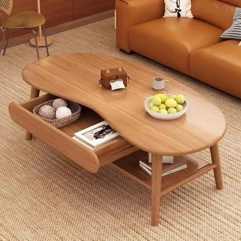 Elegant Vintage Wooden Coffee Table, Minimalist Living Room Coffee Table with Storage, Premium Classic Aesthetic Home Furniture