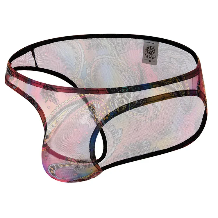 Mens Underwear Briefs Sexy Male Panties Gay Mens Bikini Super Soft Brief Bohemia Style Printed Underpants See Through Panties