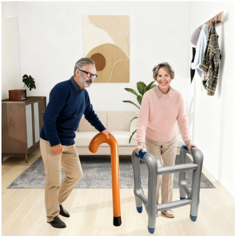 

Inflatable Walking Aid Crutch | Funny Fake Disability Prop for Halloween Christmas | Blow Up Carnival Frame for Party Prank