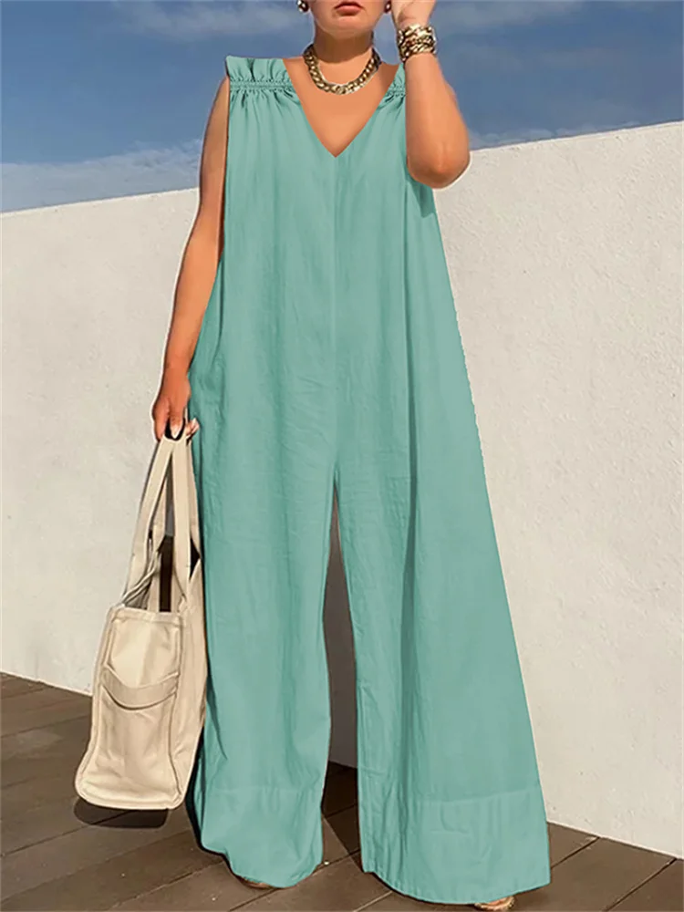 

Modigirl Jumpsuits For Women Dressy Fashion Solid Color Elegent Mature Female Wide Leg Long Pant Womens Summer Jumpsuits 2024