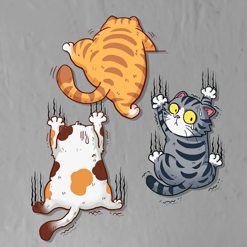 3 قطعة/المجموعة مضحك الحيوانات الأليفة القط سيارة ملصق تسلق القطط الحيوان ملصقات التصميم الديكور جسم السيارة الشارات الإبداعية اكسسوارات الديكور