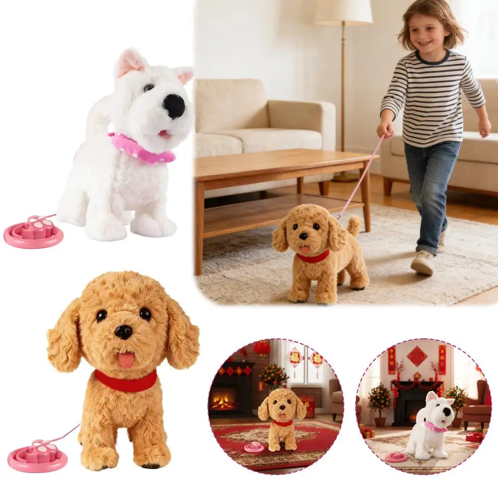 أزياء محاكاة جرو دمية المشي التفاعلية مقلد جرو الذيل يهز نباح المشي لعبة الكلب للاستخدام الداخلي والخارجي